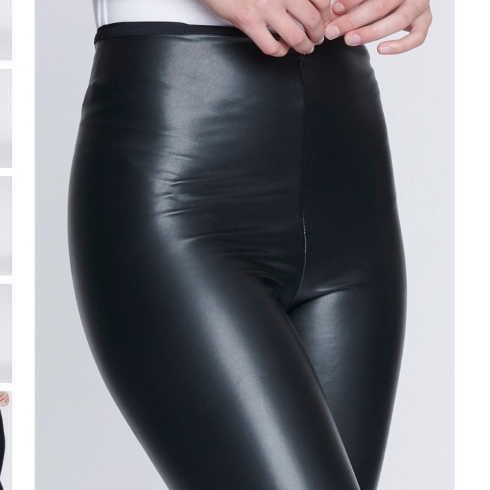 NWT Seven7 High Rise Black Faux Leather Leggings Vegan Leather - Picture 3 of 6